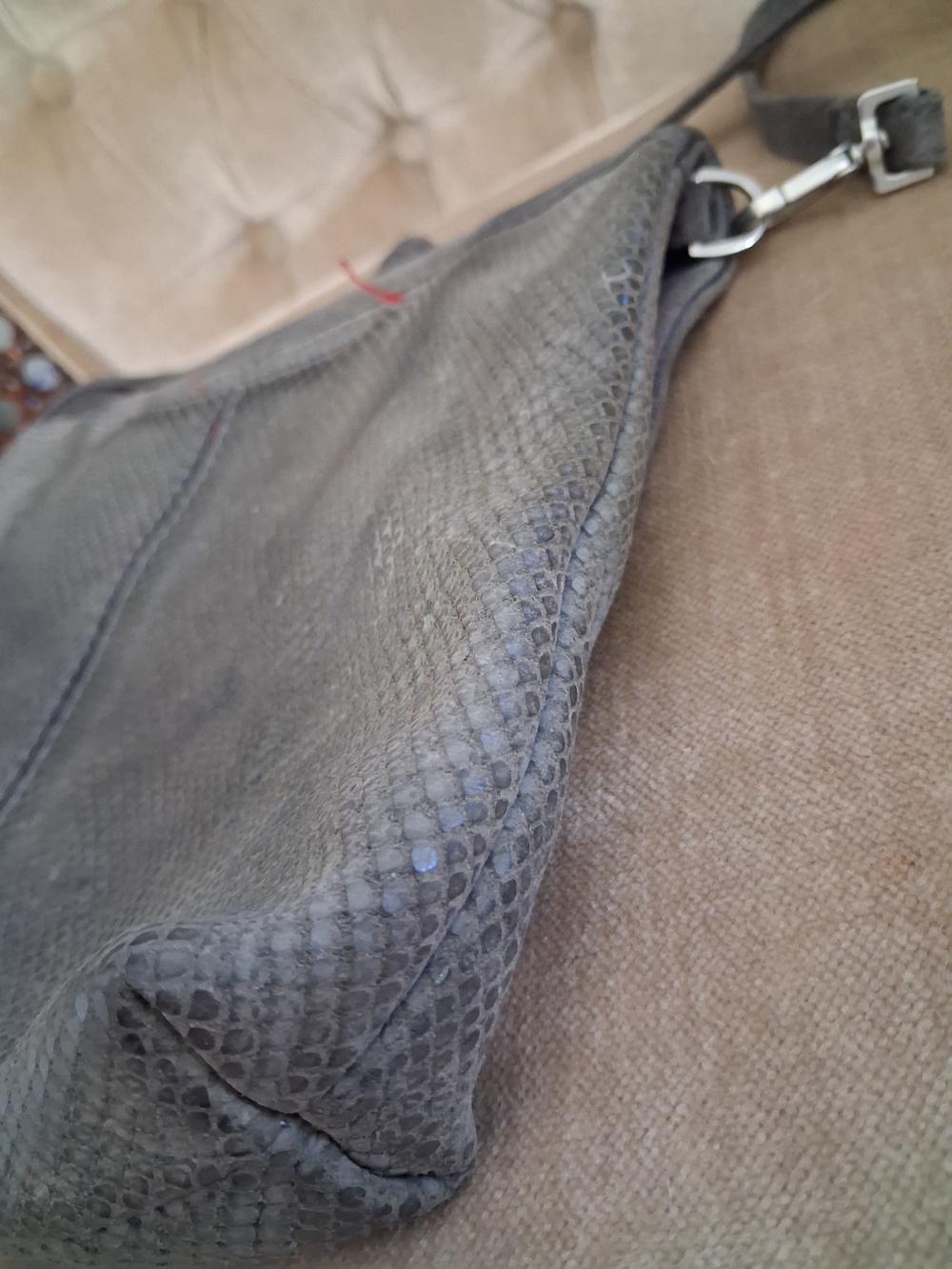 Hammitt los Angeles suede leather high end luxury purse gray snakeskin crossbody - Picture 10 of 14
